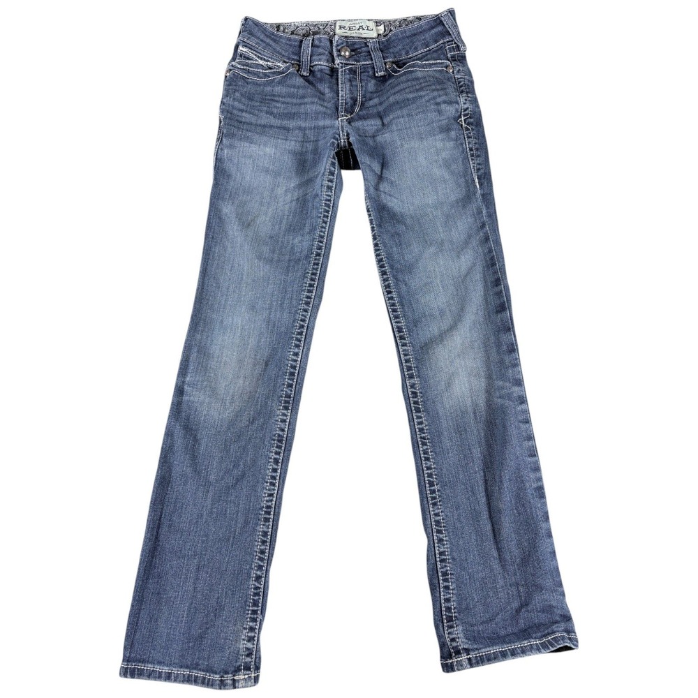 Ariat R.E.A.L. Jeans Women 27S Blue Cowboy Straight Midrise Heritage Western